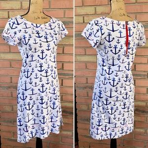 Hatley Nautical Anchor T-Shirt Dress White Size S